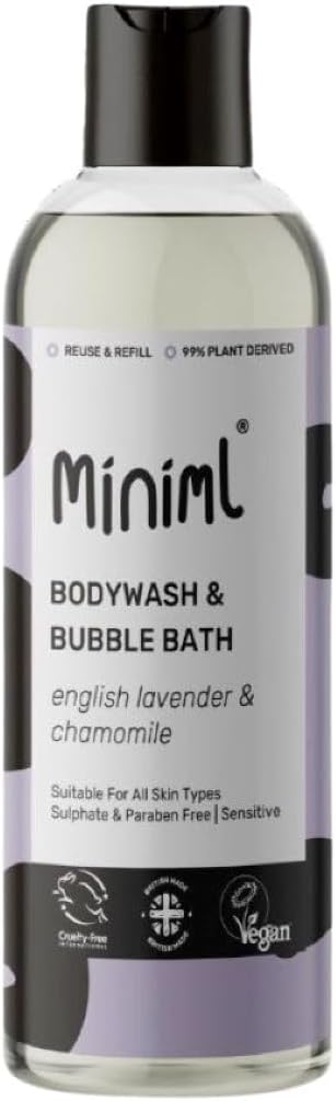 Miniml All Natural Body Wash and Bubble Bath - 5L Refill Moisturising Tea Tree and Mint Sensitive Skin Eco Shower Gel Bath Soak - Vegan Friendly Hand, Face & Body High Foam Scrub