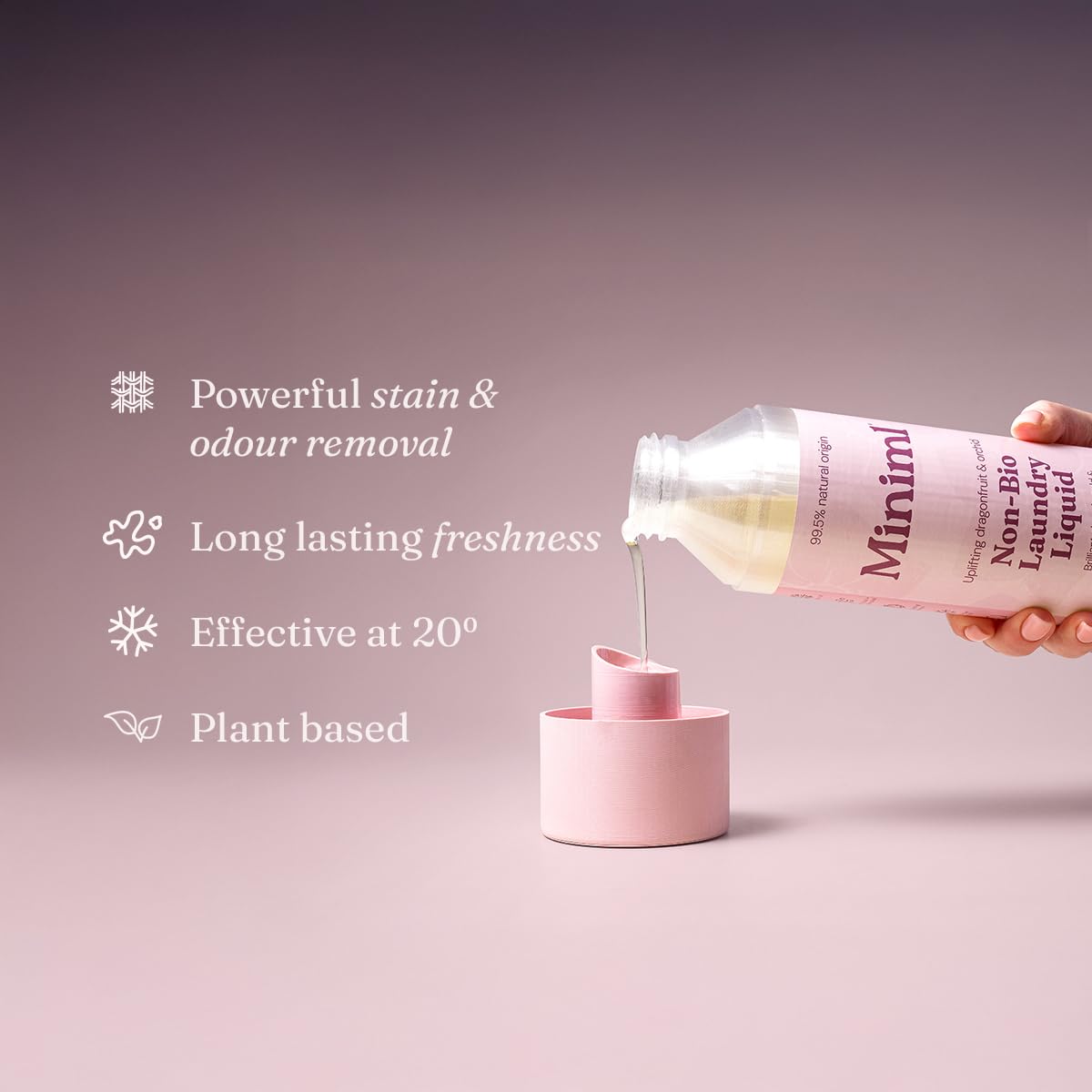 Miniml Laundry Liquid Washing Detergent 5L Refill - Natural Non Bio Pink Dragonfruit & Orchid Scented Clothes Fabric Cleaner for Machine or Delicate Hand Wash- 100% Vegan & Cruelty Free (165 Washes)