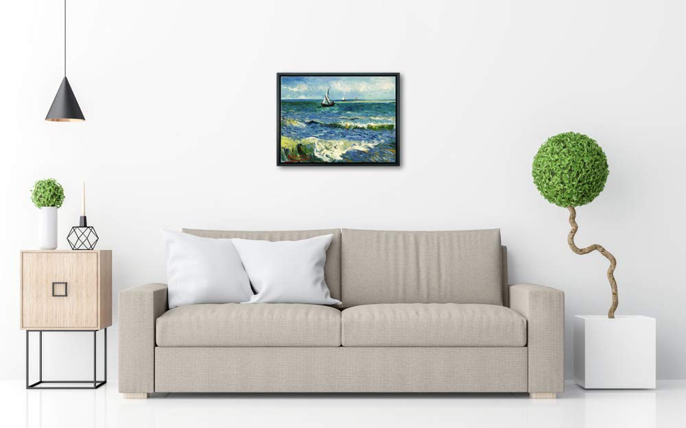 Wieco Art - Seascape at Saintes Maries by Vincent Van Gogh Oil Paintings Reproduction Classical Giclee Canvas Prints Artwork Ocean Pictures Paintings on Canvas Wall Art for Bedroom Home Decorations