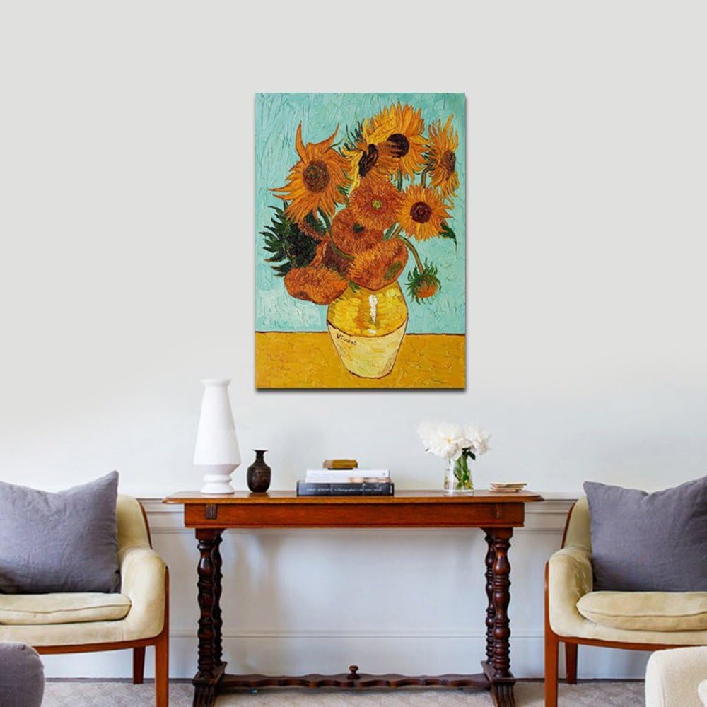 Wieco Art Sunflower by Vincent Van Gogh Oil Paintings Reproduction Modern Floral Giclee Canvas Prints Artwork Flowers Pictures on Canvas Wall Art for Home office Decorations