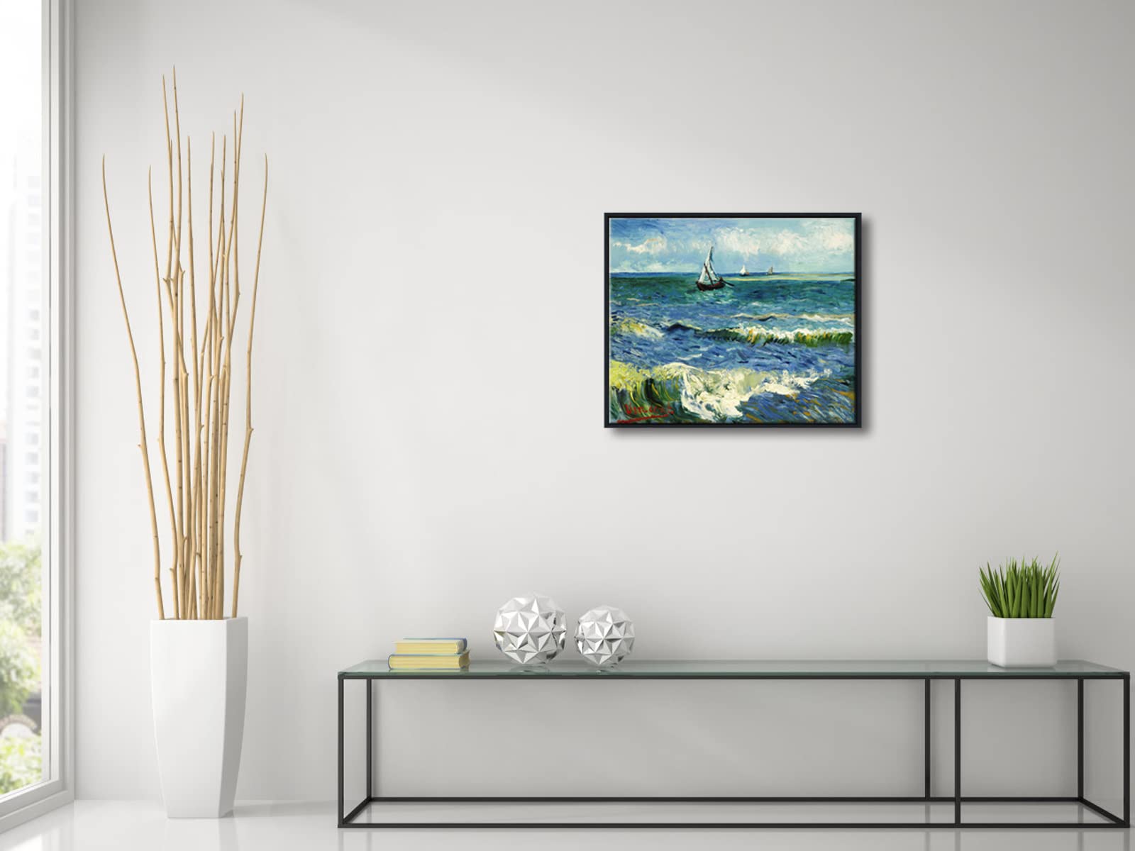 Wieco Art - Seascape at Saintes Maries by Vincent Van Gogh Oil Paintings Reproduction Classical Giclee Canvas Prints Artwork Ocean Pictures Paintings on Canvas Wall Art for Bedroom Home Decorations
