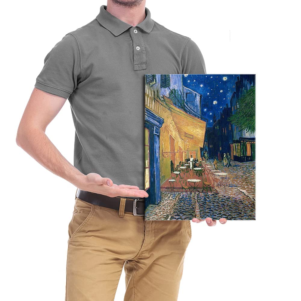 Wieco Art Framed Art Canvas Prints of Cafe Terrace at Night Canvas Prints Wall Art by Van Gogh Paintings Reproduction Abstract Artwork for Wall Decor Golden Frame