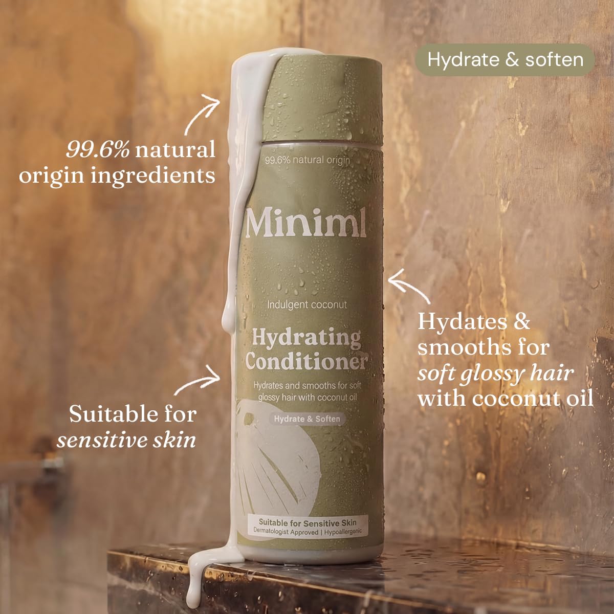 Miniml Natural Hair Conditioner Eco Friendly - Refill Nourishing Coconut Men and Womens Sensitive Scalp & Skin Cruelty Free Vegan Formula - For Greasy, Curly, Dry Hair, 5L (Pack of 1)