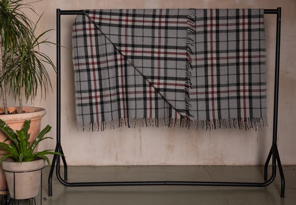 The Scotland Kilt Company Picnic Rug Scottish Tartan Throw in Ramsay Blue - Warm 100% Wool Travel Blanket with Fringed Edges - 60 x 70”