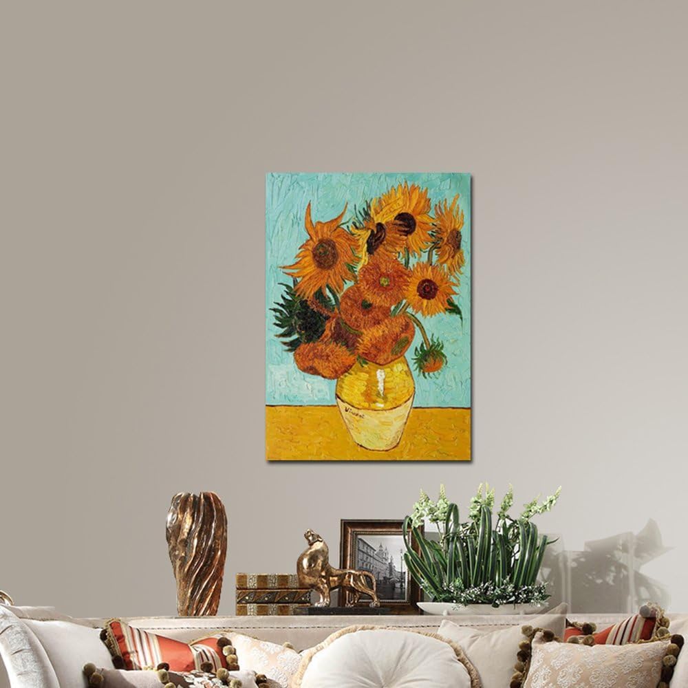 Wieco Art Sunflower by Vincent Van Gogh Oil Paintings Reproduction Modern Floral Giclee Canvas Prints Artwork Flowers Pictures on Canvas Wall Art for Home office Decorations