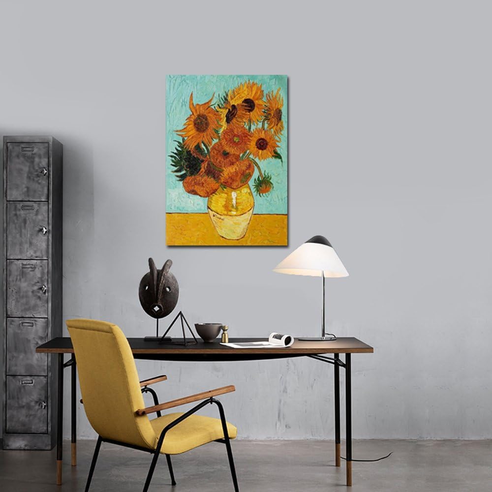 Wieco Art Sunflower by Vincent Van Gogh Oil Paintings Reproduction Modern Floral Giclee Canvas Prints Artwork Flowers Pictures on Canvas Wall Art for Home office Decorations