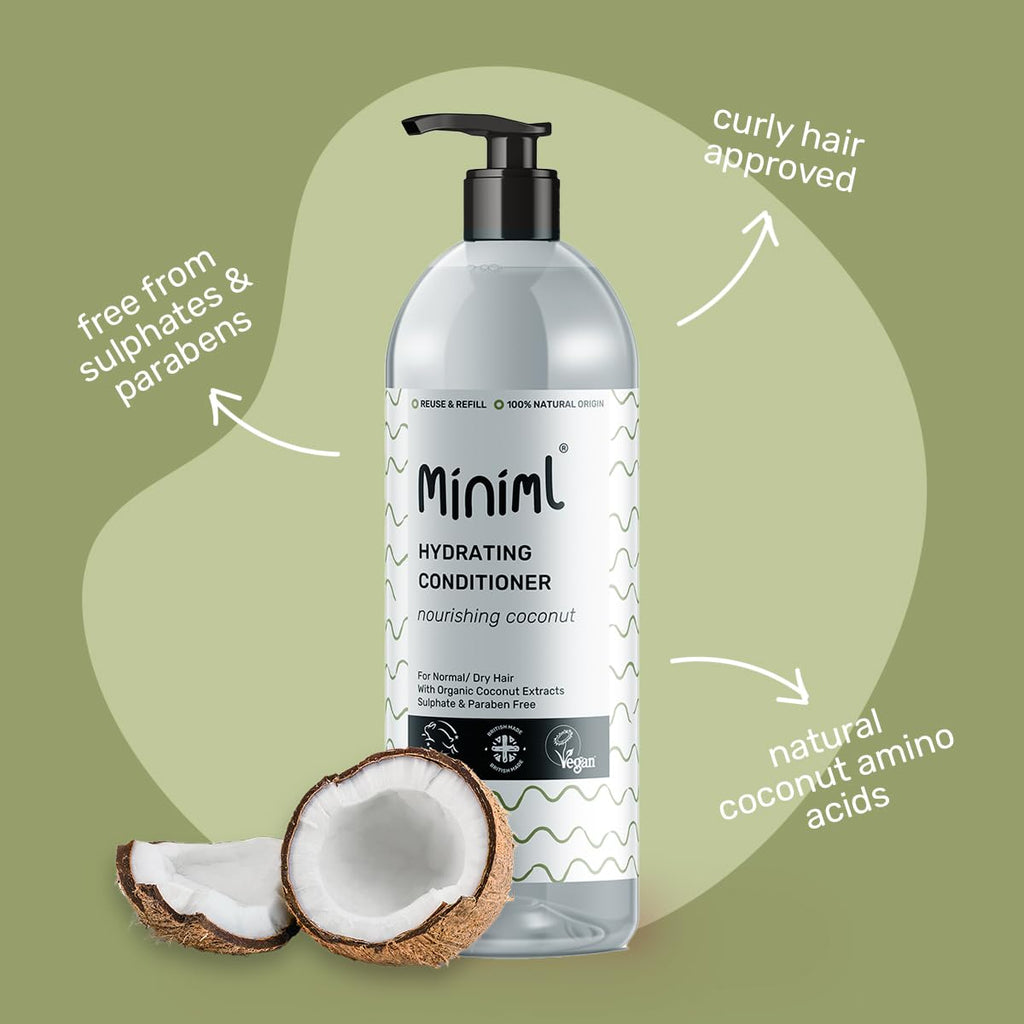 Miniml Natural Hair Conditioner Eco Friendly - Refill Nourishing Coconut Men and Womens Sensitive Scalp & Skin Cruelty Free Vegan Formula - For Greasy, Curly, Dry Hair, 5L (Pack of 1)