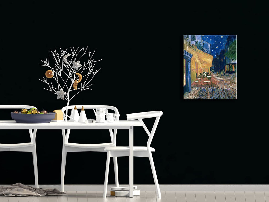 Wieco Art Framed Art Canvas Prints of Cafe Terrace at Night Canvas Prints Wall Art by Van Gogh Paintings Reproduction Abstract Artwork for Wall Decor Golden Frame