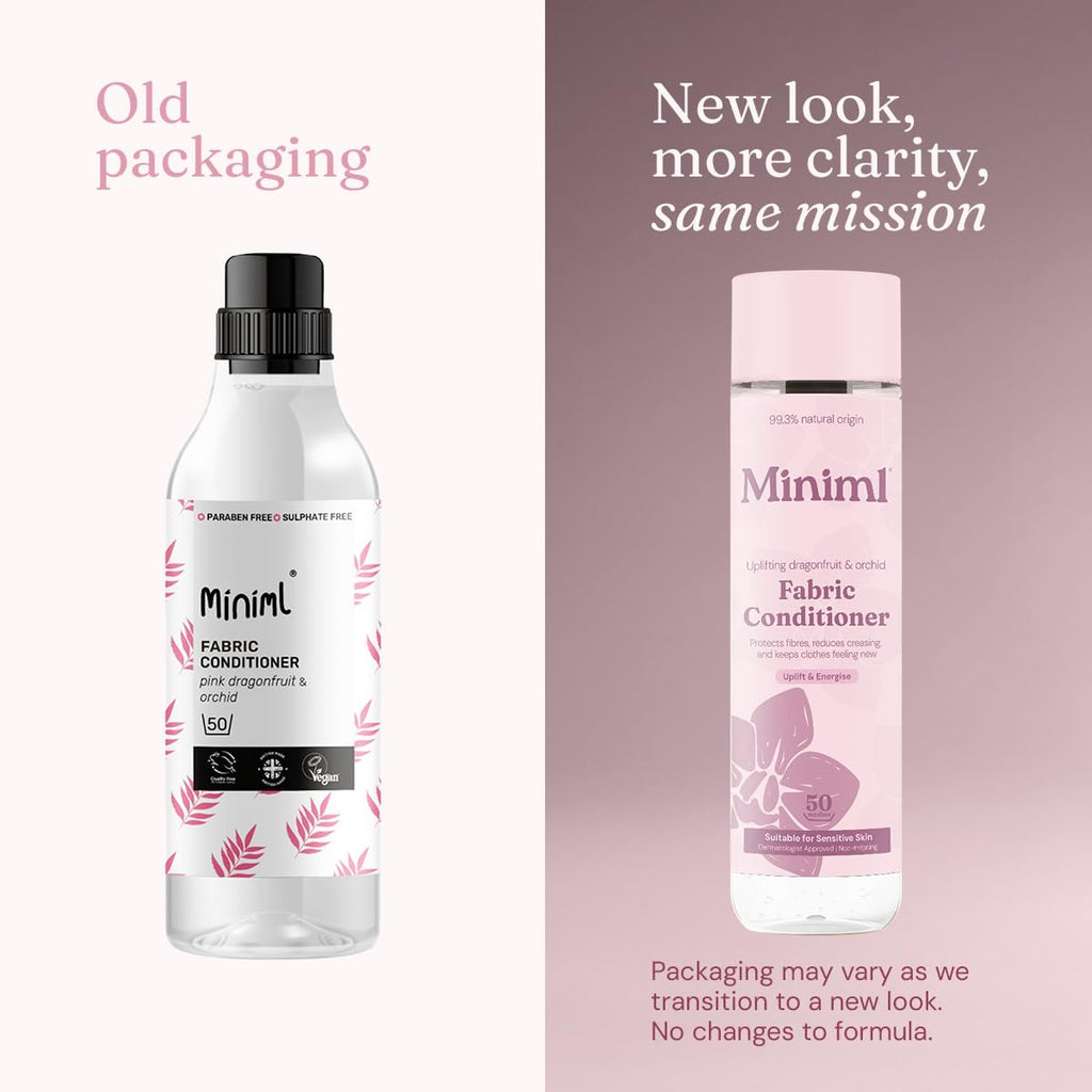 Miniml Natural Fabric Softener & Conditioner 5L Refill - Pink Dragonfruit & Orchid Scented All Natural Fabric Softener for Sensitive Skin - 100% Vegan & Cruelty Free (250 Washes)
