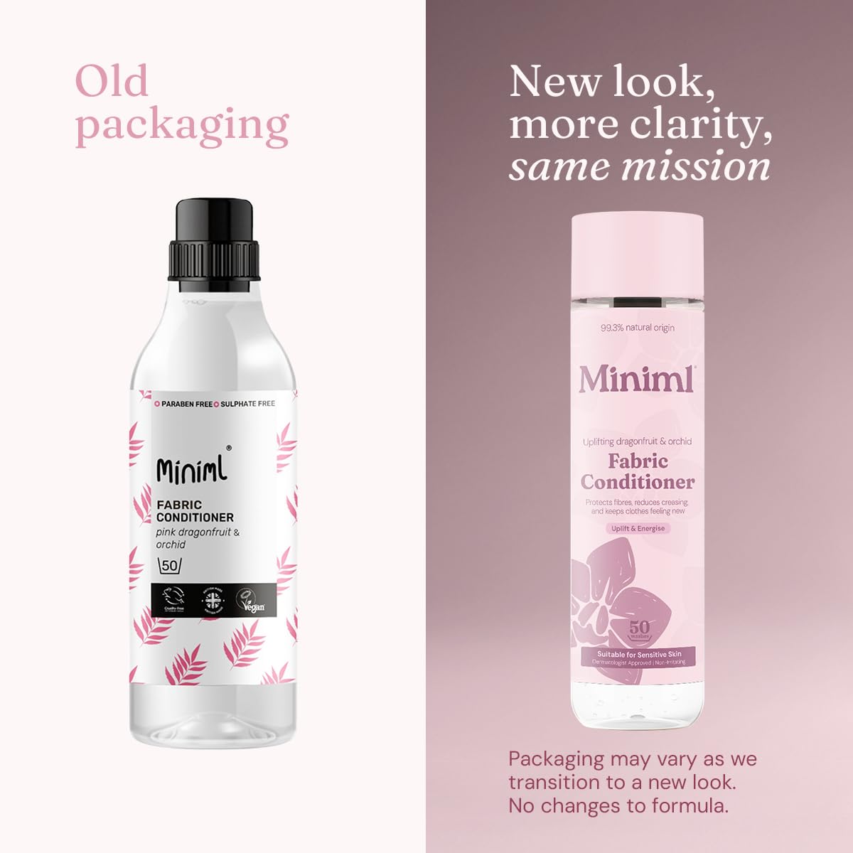 Miniml Natural Fabric Softener & Conditioner 5L Refill - Pink Dragonfruit & Orchid Scented All Natural Fabric Softener for Sensitive Skin - 100% Vegan & Cruelty Free (250 Washes)