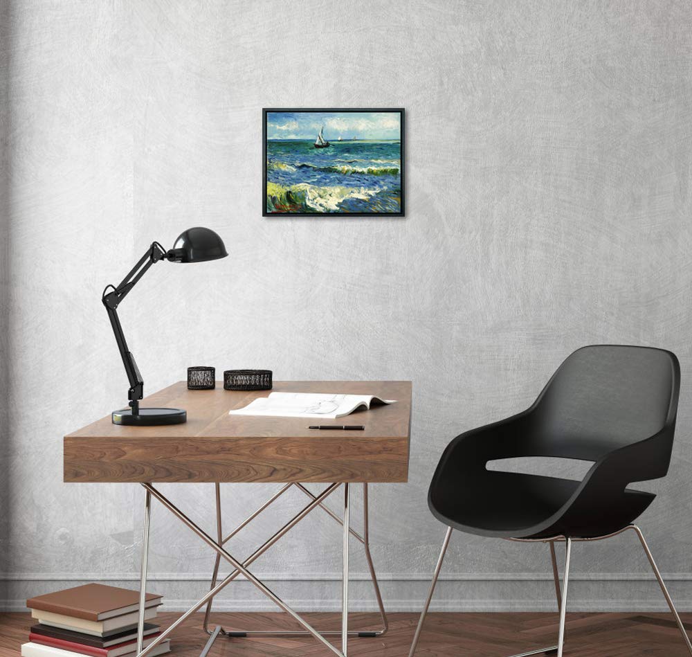 Wieco Art - Seascape at Saintes Maries by Vincent Van Gogh Oil Paintings Reproduction Classical Giclee Canvas Prints Artwork Ocean Pictures Paintings on Canvas Wall Art for Bedroom Home Decorations