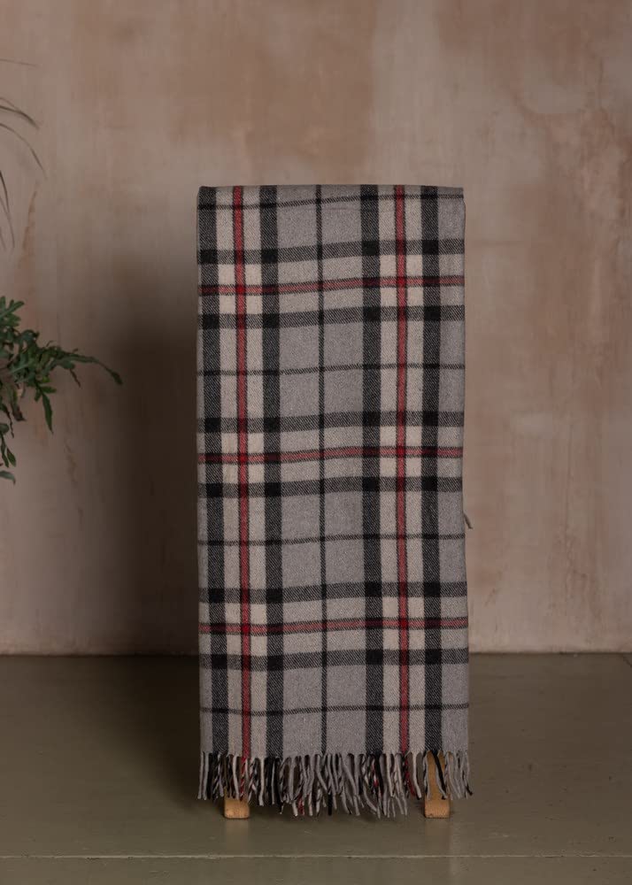 The Scotland Kilt Company Picnic Rug Scottish Tartan Throw in Ramsay Blue - Warm 100% Wool Travel Blanket with Fringed Edges - 60 x 70”