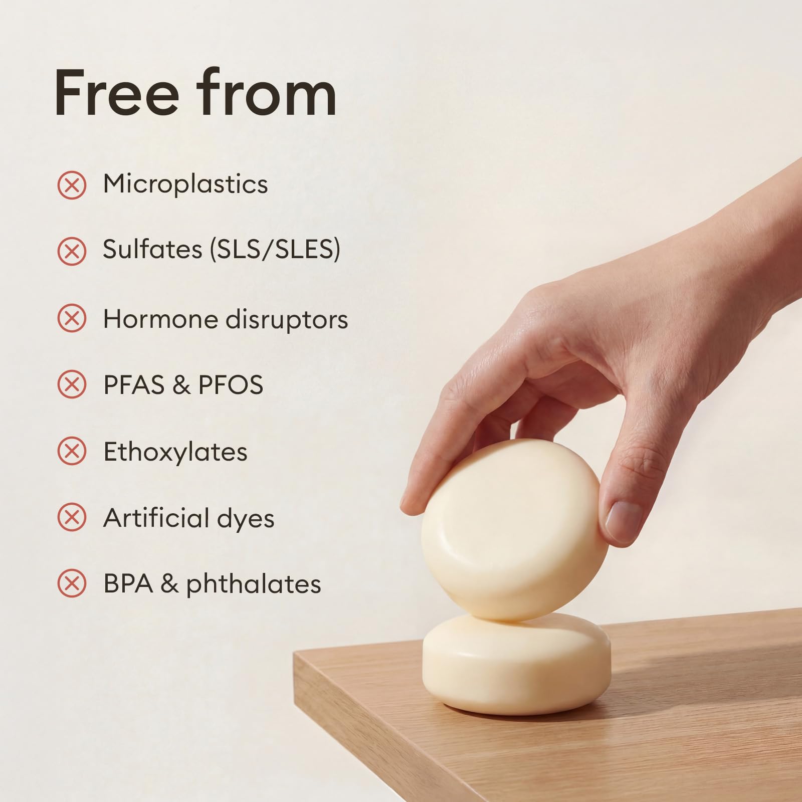 Vove Shampoo Bar Set (2 Bars + Storage Bag) - Sulphate Free Solid Shampoo for Hair Growth & Strength - Rice Protein, Ginseng & Squalane - Vanilla Cedar Scent - Plastic Free, pH Balanced, Colour Safe