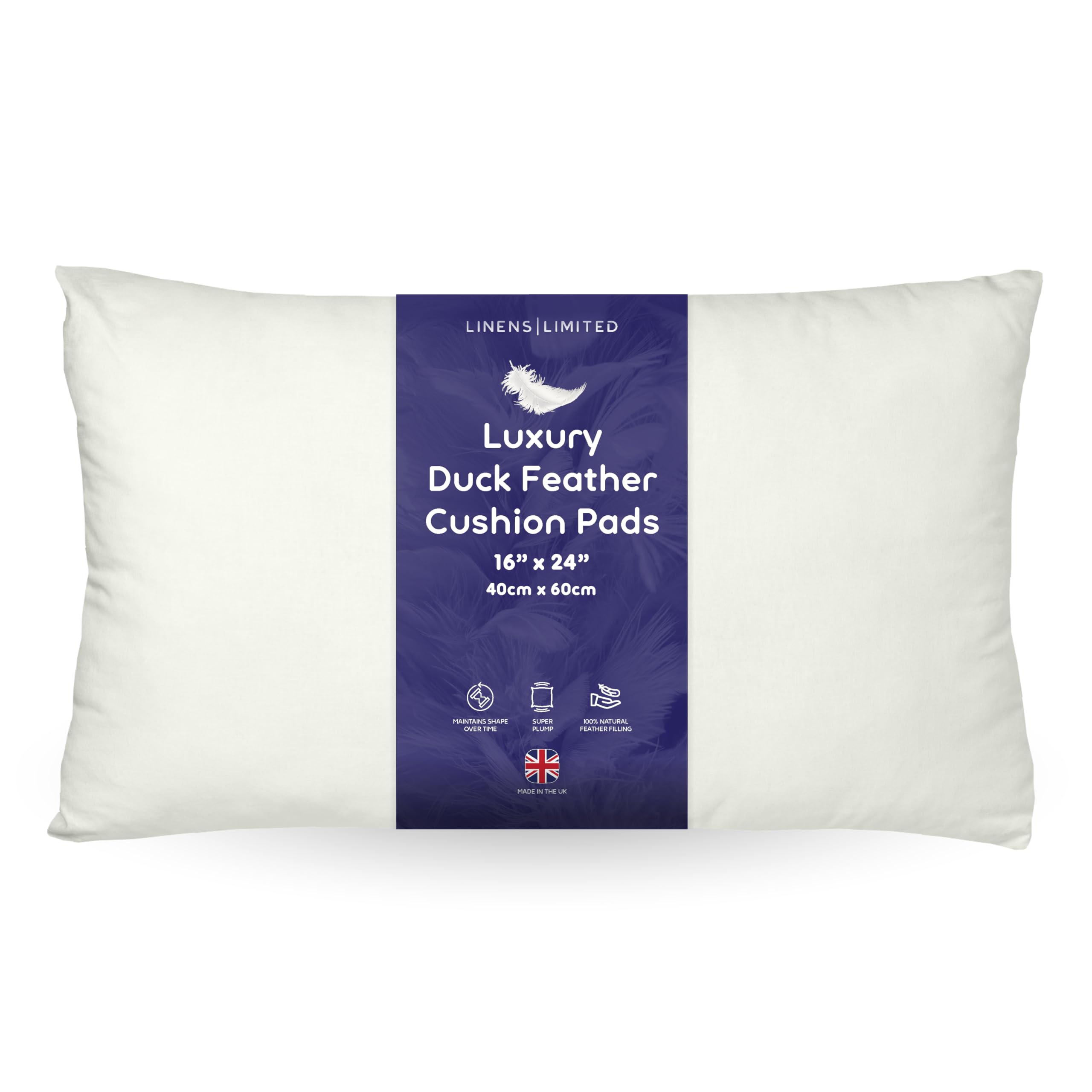 Linens Limited - Variety of sizes Natural Duck Feather Cushion Inserts, Soft & Plump Natural Duck Feather Sofa Cushion Pad, Elegant, Versatile, Easy to Clean, Large Square Cushion Inner, Perfectly Fits Covers (available 1, 2, 4 Pack).