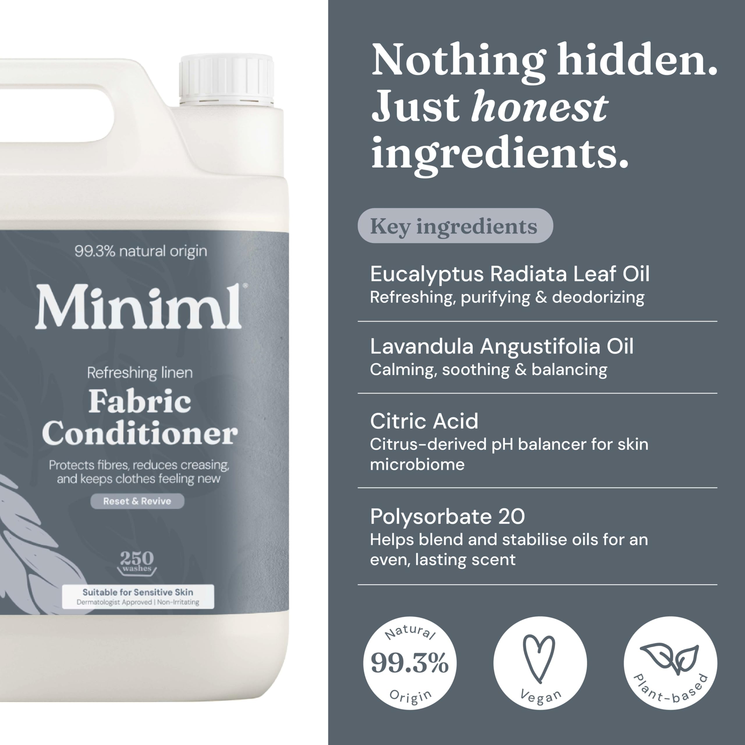 Miniml Natural Fabric Softener & Conditioner 5L Refill - Pink Dragonfruit & Orchid Scented All Natural Fabric Softener for Sensitive Skin - 100% Vegan & Cruelty Free (250 Washes)