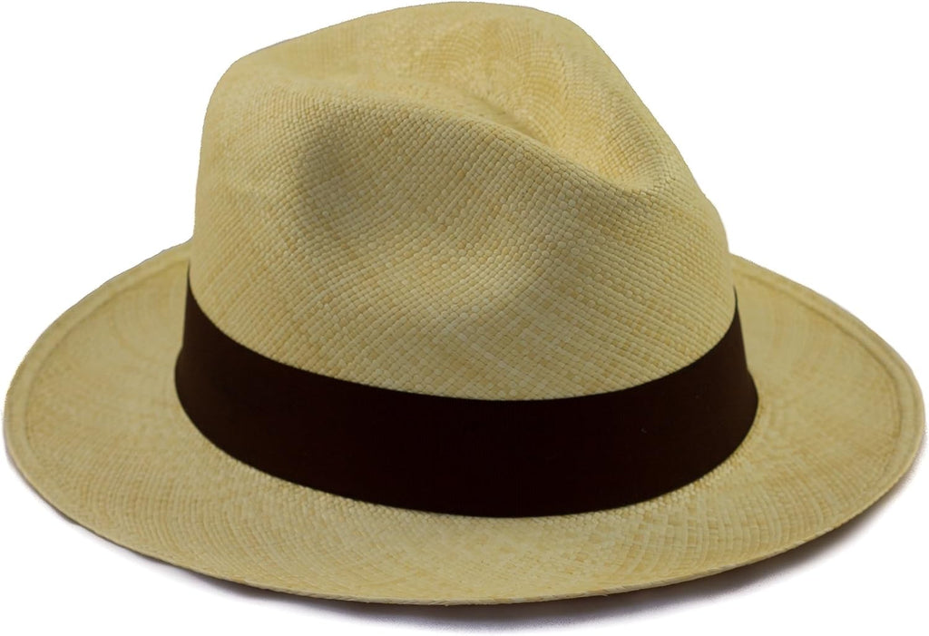 Tumia LAC Panama Hat - Rollable - Natural with Brown Ribbon 59cm