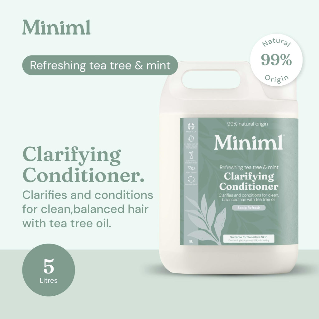 Miniml Natural Hair Conditioner Eco Friendly - Refill Nourishing Coconut Men and Womens Sensitive Scalp & Skin Cruelty Free Vegan Formula - For Greasy, Curly, Dry Hair, 5L (Pack of 1)