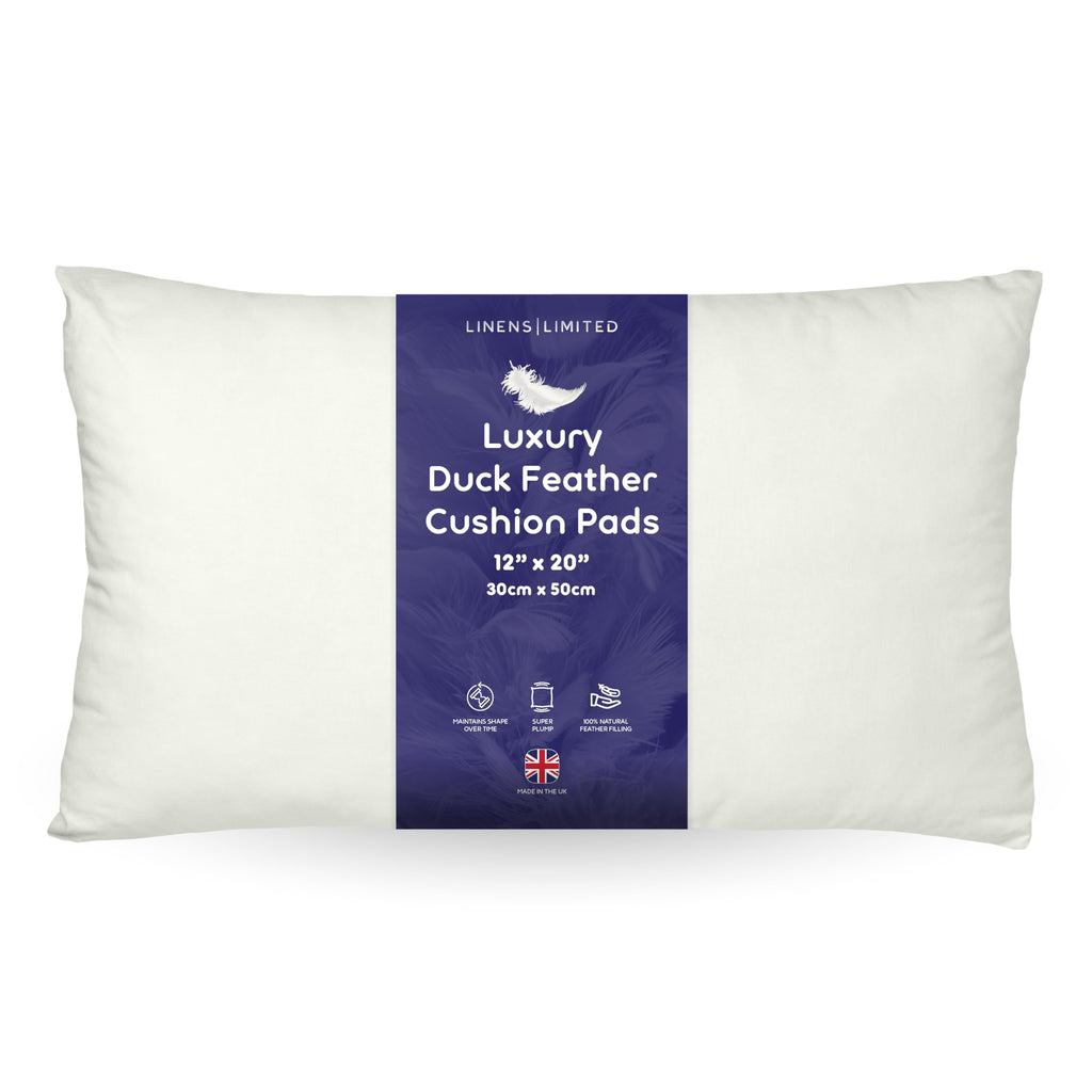Linens Limited - Cushion Insert 50cm x 50cm, Soft & Plump Natural Duck Feather Sofa Cushion Pad, Elegant, Versatile, Easy to Clean, Large Square Cushion Inner, Perfectly Fits Covers (White) (2 Pack)