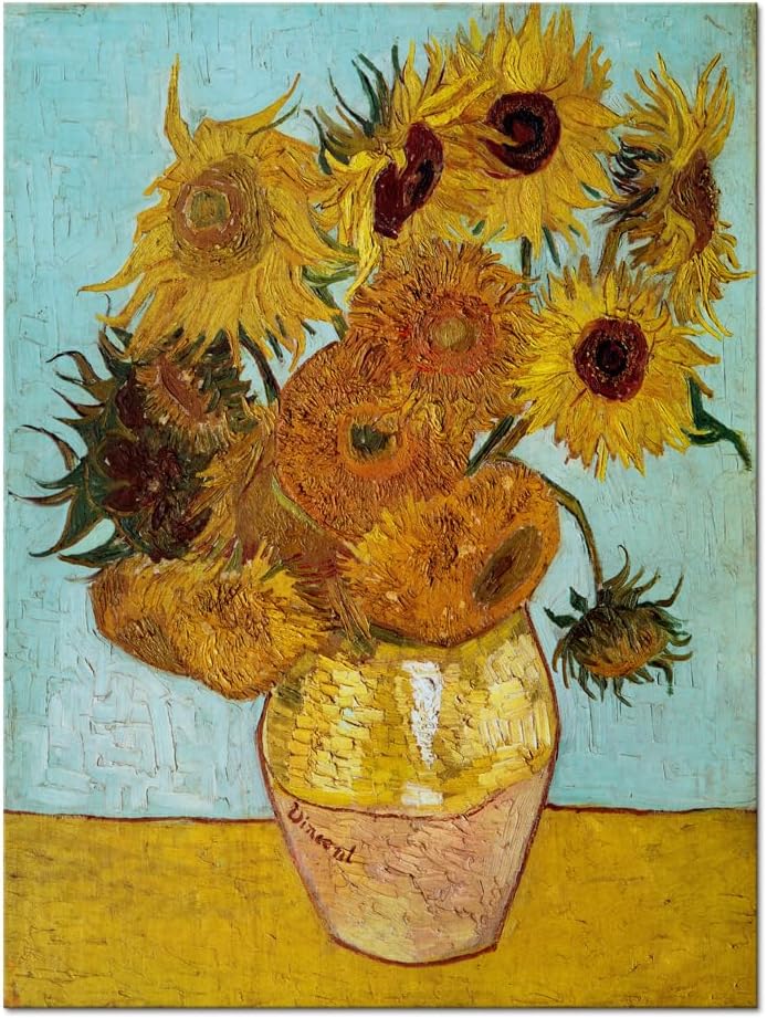 Wieco Art Sunflower by Vincent Van Gogh Oil Paintings Reproduction Modern Floral Giclee Canvas Prints Artwork Flowers Pictures on Canvas Wall Art for Home office Decorations