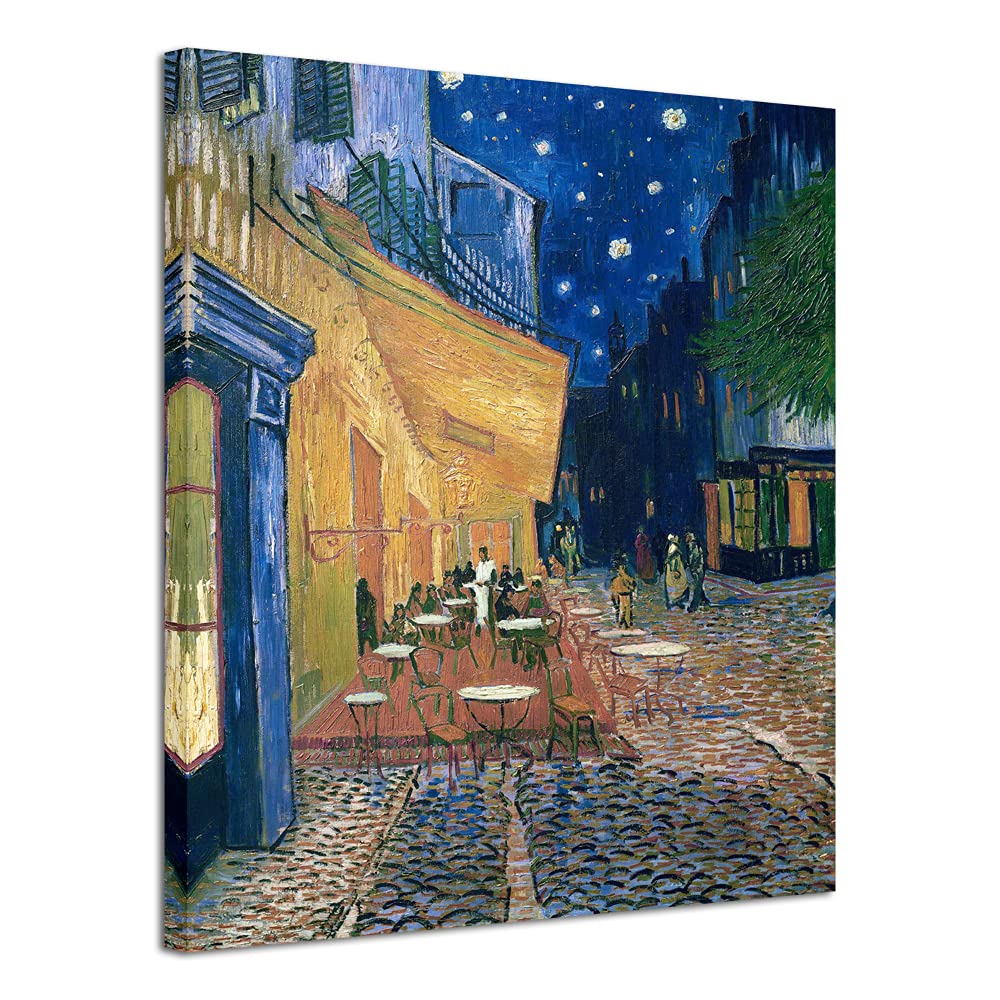 Wieco Art Framed Art Canvas Prints of Cafe Terrace at Night Canvas Prints Wall Art by Van Gogh Paintings Reproduction Abstract Artwork for Wall Decor Golden Frame