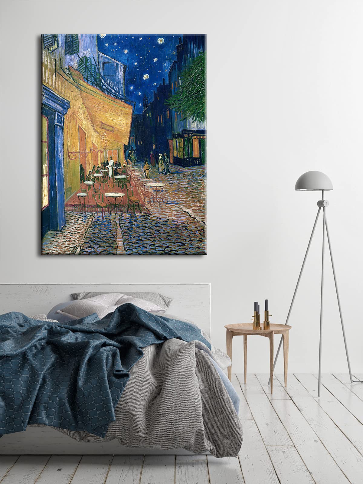 Wieco Art Framed Art Canvas Prints of Cafe Terrace at Night Canvas Prints Wall Art by Van Gogh Paintings Reproduction Abstract Artwork for Wall Decor Golden Frame