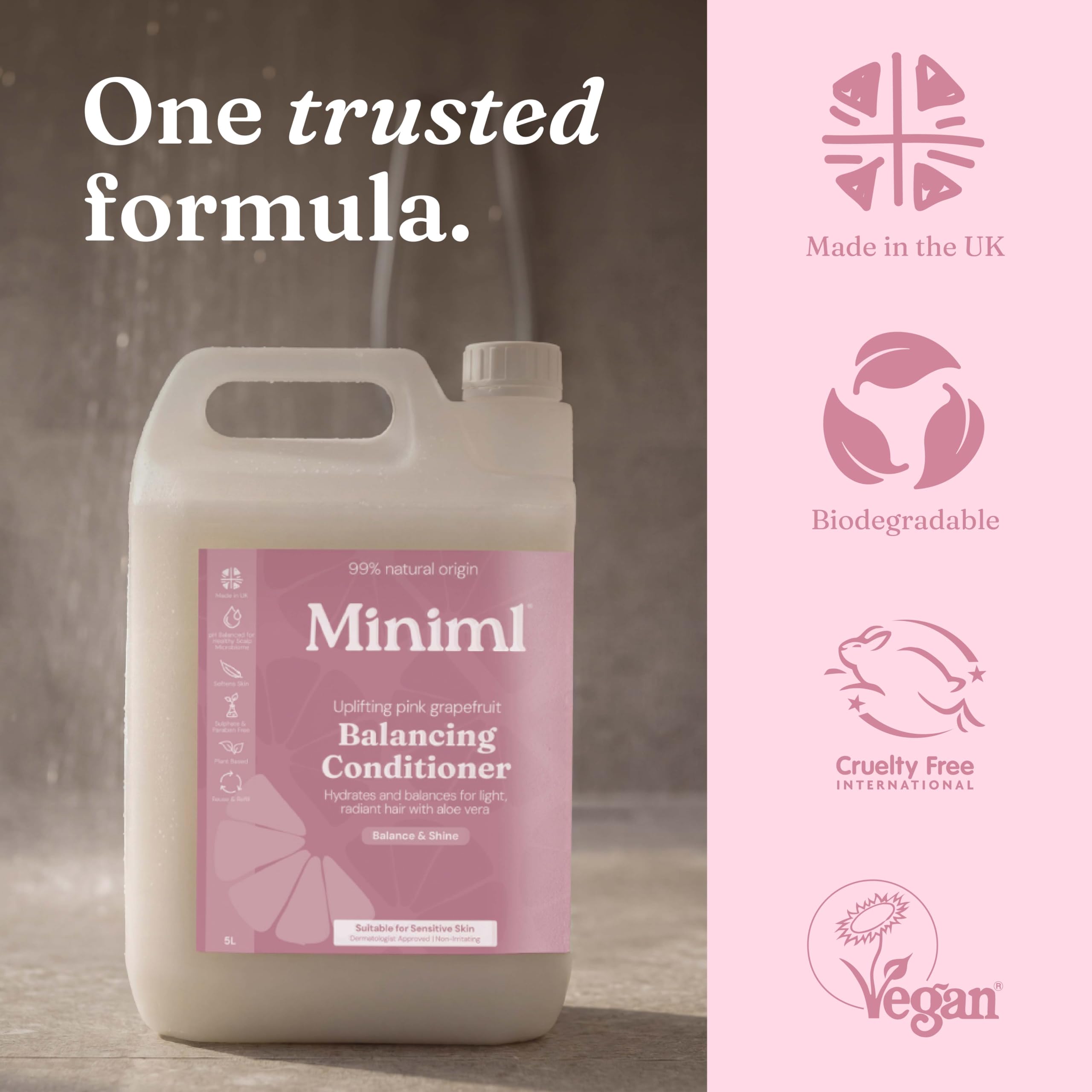 Miniml Natural Hair Conditioner Eco Friendly - Refill Nourishing Coconut Men and Womens Sensitive Scalp & Skin Cruelty Free Vegan Formula - For Greasy, Curly, Dry Hair, 5L (Pack of 1)