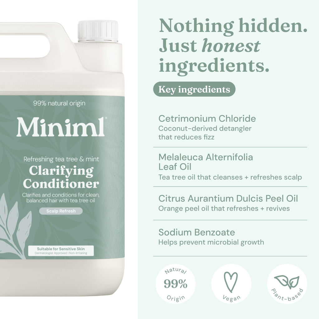 Miniml Natural Hair Conditioner Eco Friendly - Refill Nourishing Coconut Men and Womens Sensitive Scalp & Skin Cruelty Free Vegan Formula - For Greasy, Curly, Dry Hair, 5L (Pack of 1)
