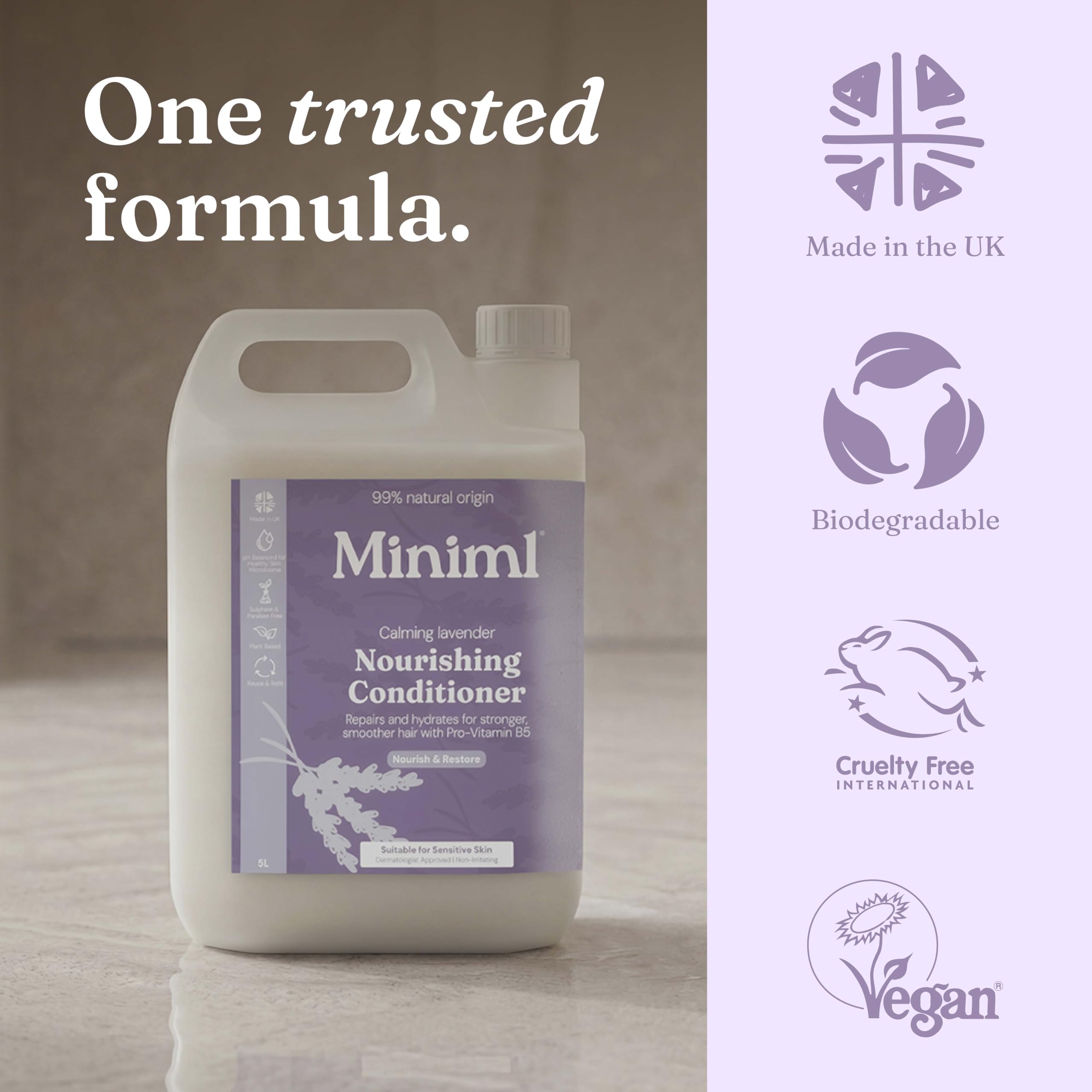 Miniml Natural Hair Conditioner Eco Friendly - Refill Nourishing Coconut Men and Womens Sensitive Scalp & Skin Cruelty Free Vegan Formula - For Greasy, Curly, Dry Hair, 5L (Pack of 1)