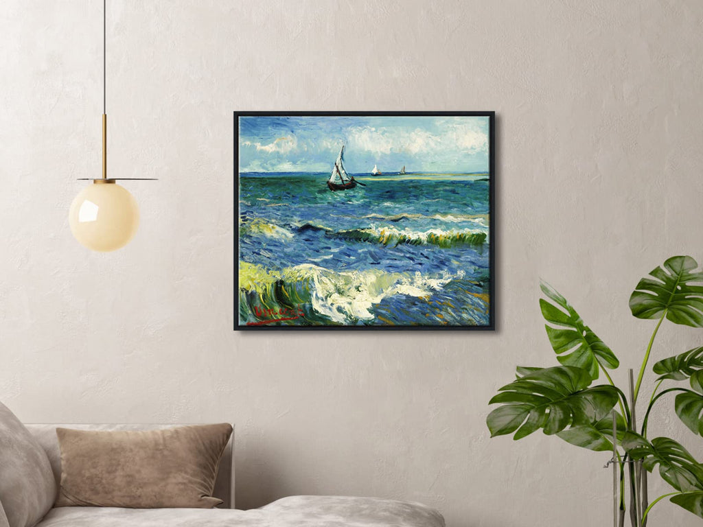 Wieco Art - Seascape at Saintes Maries by Vincent Van Gogh Oil Paintings Reproduction Classical Giclee Canvas Prints Artwork Ocean Pictures Paintings on Canvas Wall Art for Bedroom Home Decorations