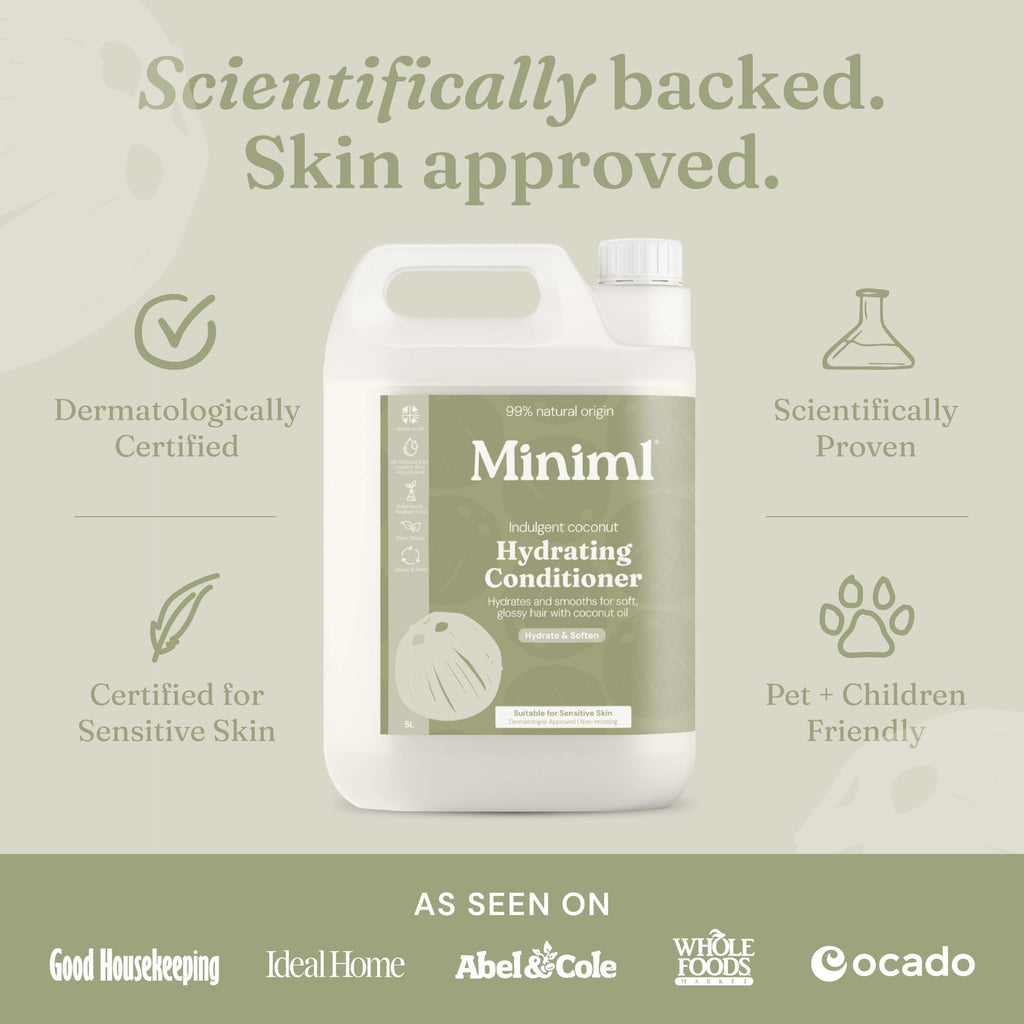 Miniml Natural Hair Conditioner Eco Friendly - Refill Nourishing Coconut Men and Womens Sensitive Scalp & Skin Cruelty Free Vegan Formula - For Greasy, Curly, Dry Hair, 5L (Pack of 1)