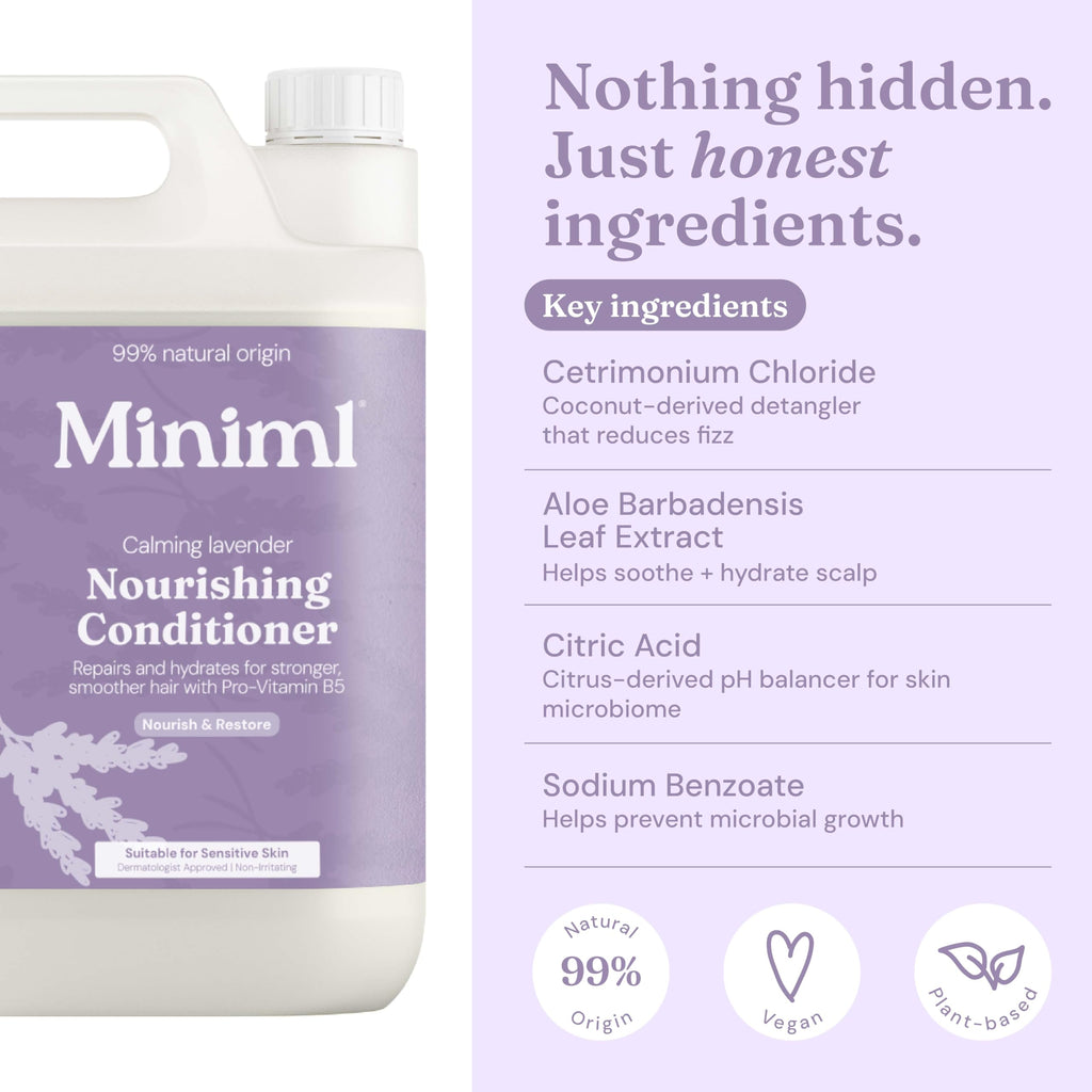 Miniml Natural Hair Conditioner Eco Friendly - Refill Nourishing Coconut Men and Womens Sensitive Scalp & Skin Cruelty Free Vegan Formula - For Greasy, Curly, Dry Hair, 5L (Pack of 1)