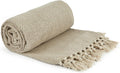 Emma Barclay Herringbone - Recycled Cotton Patterned Chair Sofa Setee Bed Throw Over Blanket in Natural - 50x60 (127x152cm)