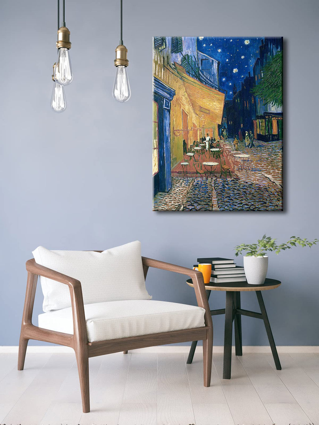 Wieco Art Framed Art Canvas Prints of Cafe Terrace at Night Canvas Prints Wall Art by Van Gogh Paintings Reproduction Abstract Artwork for Wall Decor Golden Frame