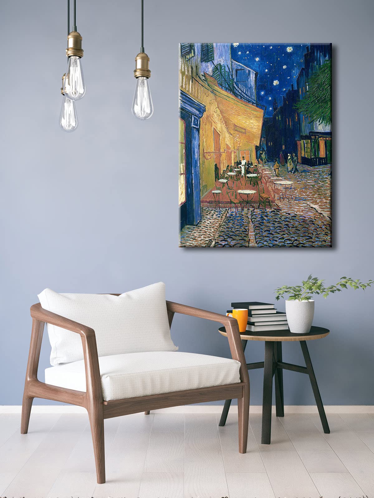 Wieco Art Framed Art Canvas Prints of Cafe Terrace at Night Canvas Prints Wall Art by Van Gogh Paintings Reproduction Abstract Artwork for Wall Decor Golden Frame