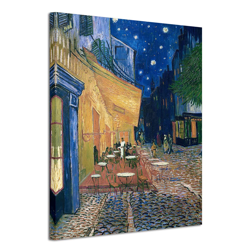 Wieco Art Framed Art Canvas Prints of Cafe Terrace at Night Canvas Prints Wall Art by Van Gogh Paintings Reproduction Abstract Artwork for Wall Decor Golden Frame