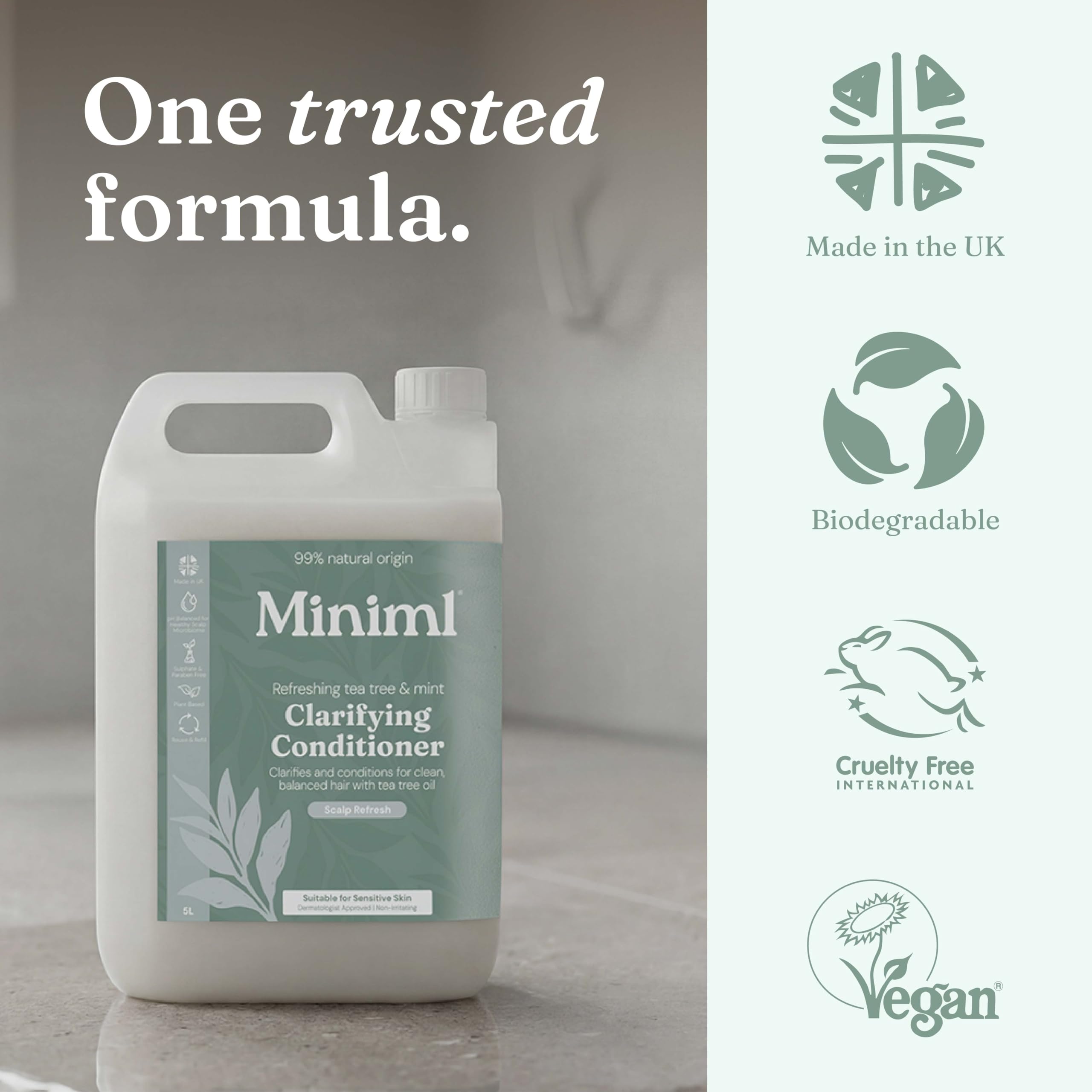 Miniml Natural Hair Conditioner Eco Friendly - Refill Nourishing Coconut Men and Womens Sensitive Scalp & Skin Cruelty Free Vegan Formula - For Greasy, Curly, Dry Hair, 5L (Pack of 1)