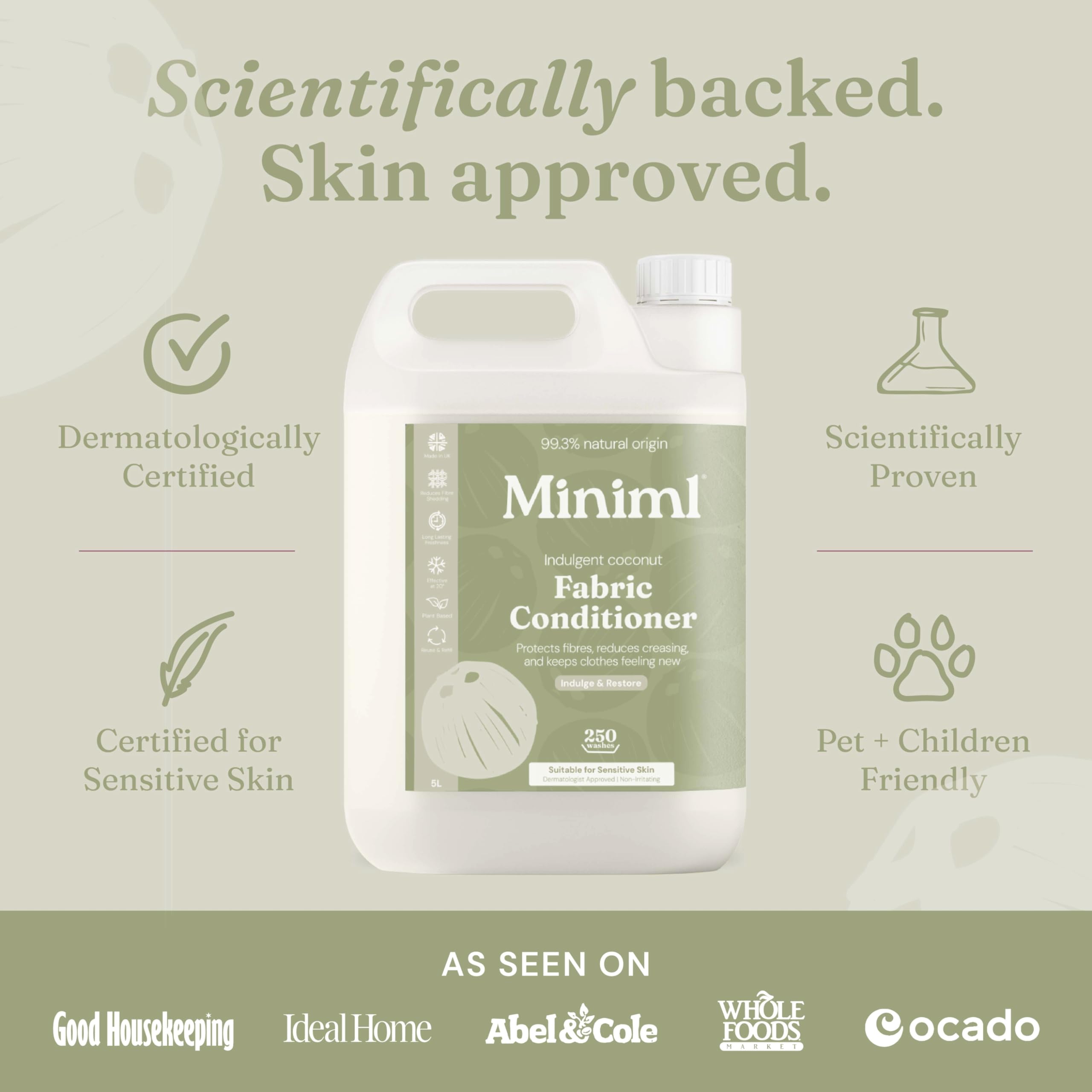 Miniml Natural Fabric Softener & Conditioner 5L Refill - Pink Dragonfruit & Orchid Scented All Natural Fabric Softener for Sensitive Skin - 100% Vegan & Cruelty Free (250 Washes)
