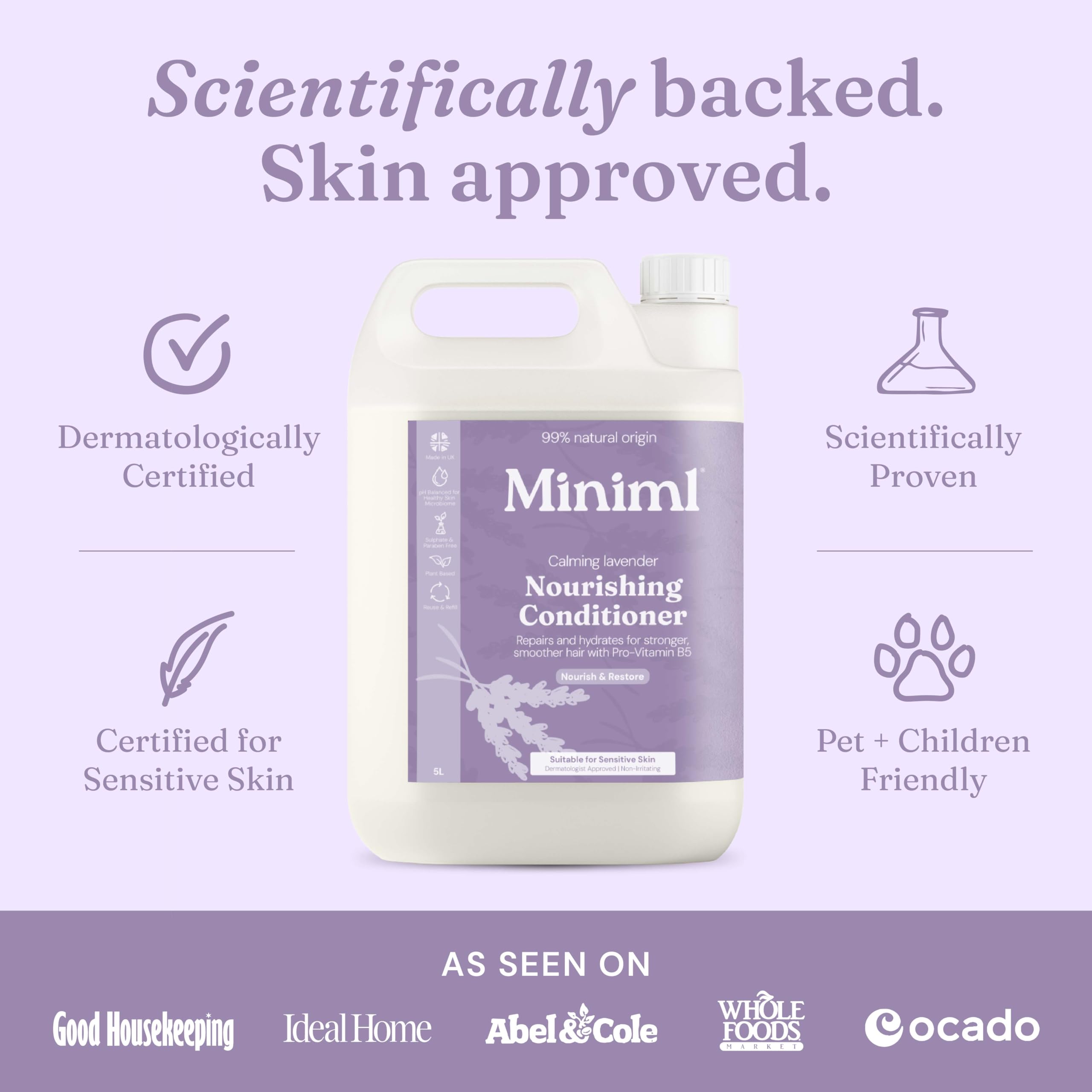 Miniml Natural Hair Conditioner Eco Friendly - Refill Nourishing Coconut Men and Womens Sensitive Scalp & Skin Cruelty Free Vegan Formula - For Greasy, Curly, Dry Hair, 5L (Pack of 1)