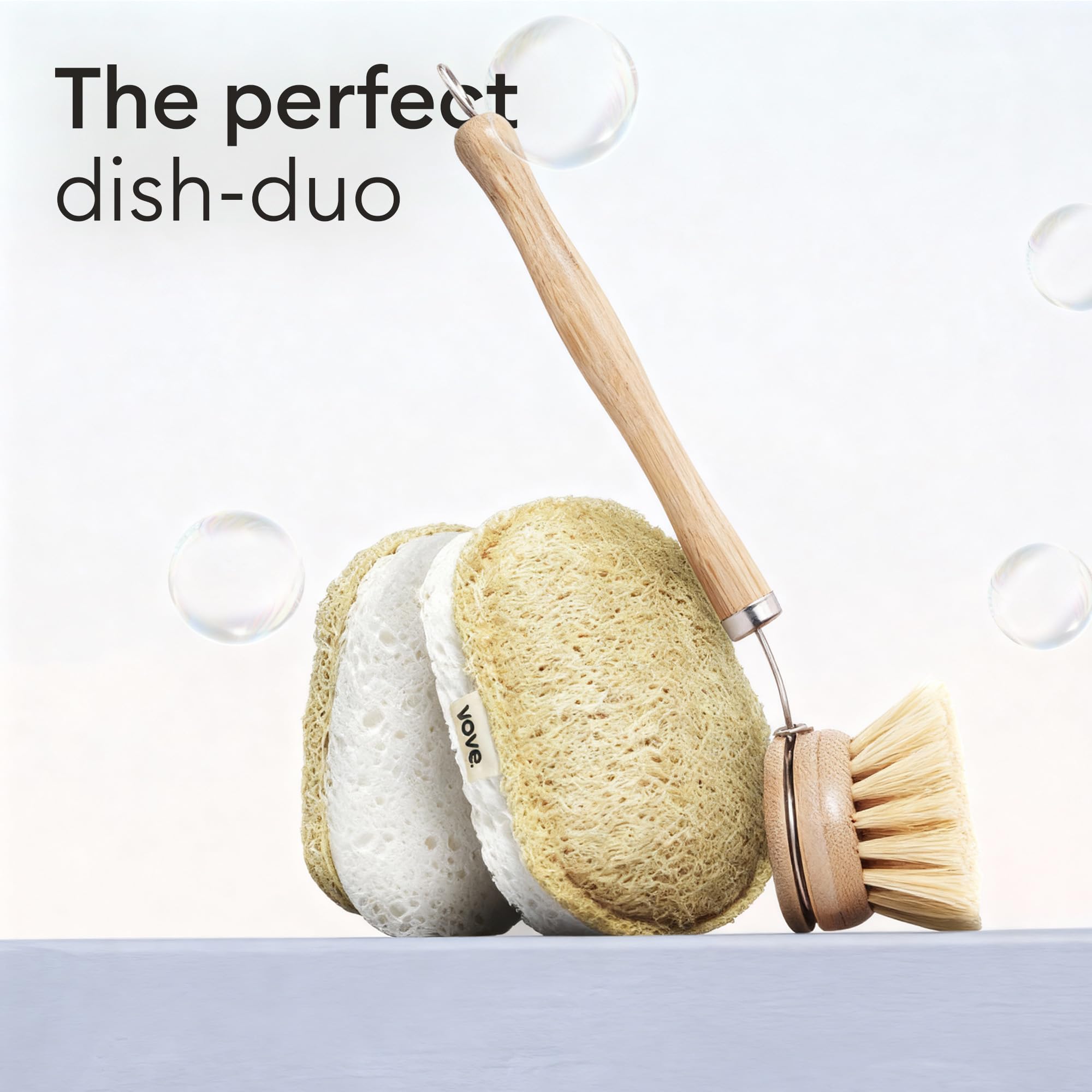 Vove Washing Up Sponges, Pack of 4, Cellulose & Cotton with Natural Loofah, Eco-Friendly Loofah Kitchen Sponges, Bathroom Scrubbing Pads, FSC-Certified Packaging