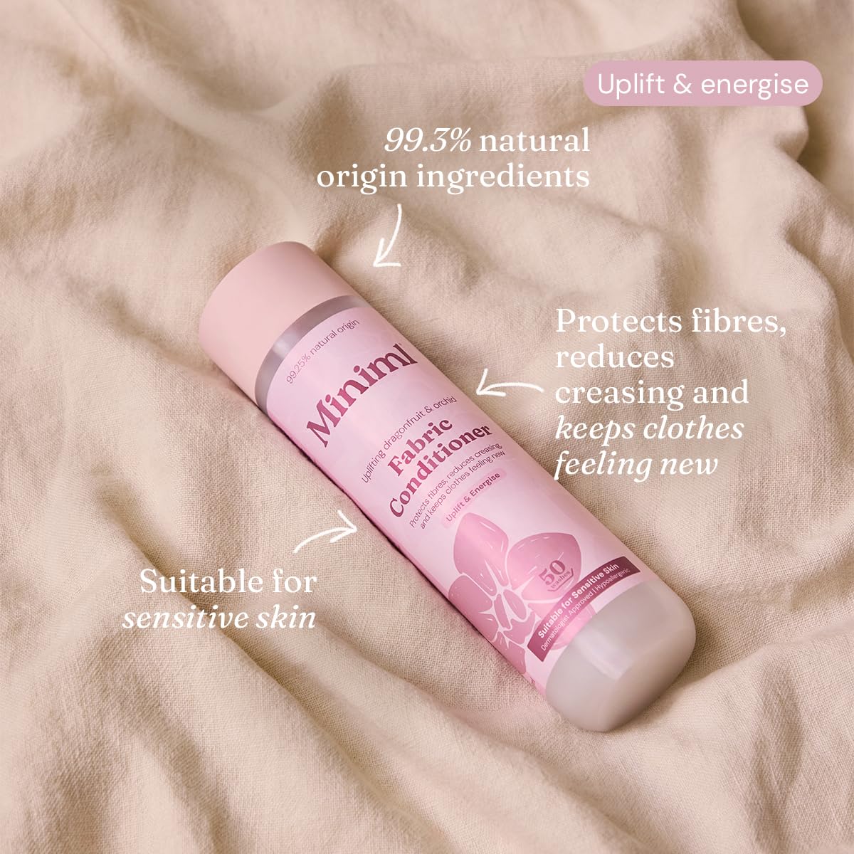 Miniml Natural Fabric Softener & Conditioner 5L Refill - Pink Dragonfruit & Orchid Scented All Natural Fabric Softener for Sensitive Skin - 100% Vegan & Cruelty Free (250 Washes)