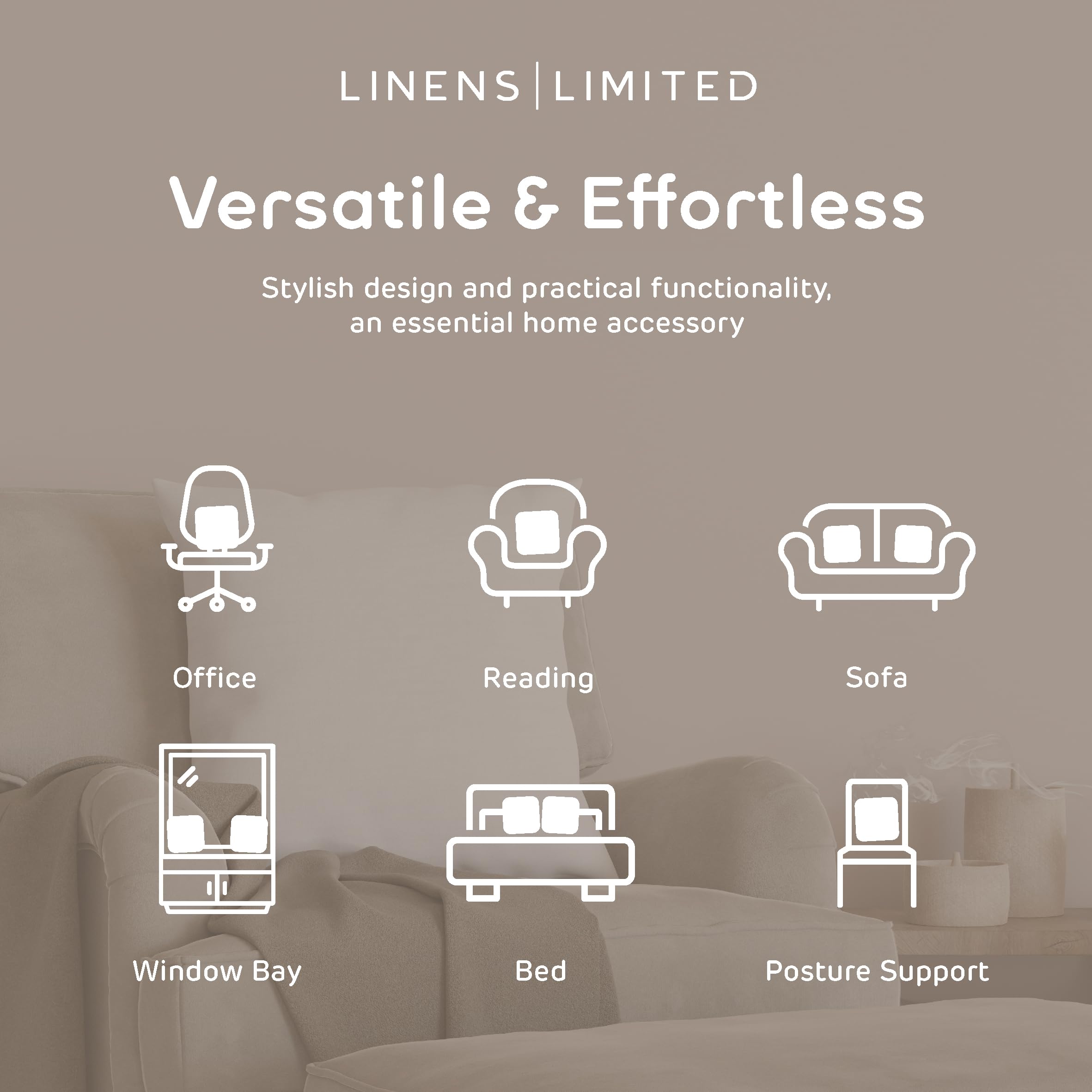 Linens Limited - Cushion Insert 50cm x 50cm, Soft & Plump Natural Duck Feather Sofa Cushion Pad, Elegant, Versatile, Easy to Clean, Large Square Cushion Inner, Perfectly Fits Covers (White) (2 Pack)