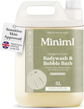Miniml All Natural Body Wash and Bubble Bath - 5L Refill Moisturising Tea Tree and Mint Sensitive Skin Eco Shower Gel Bath Soak - Vegan Friendly Hand, Face & Body High Foam Scrub