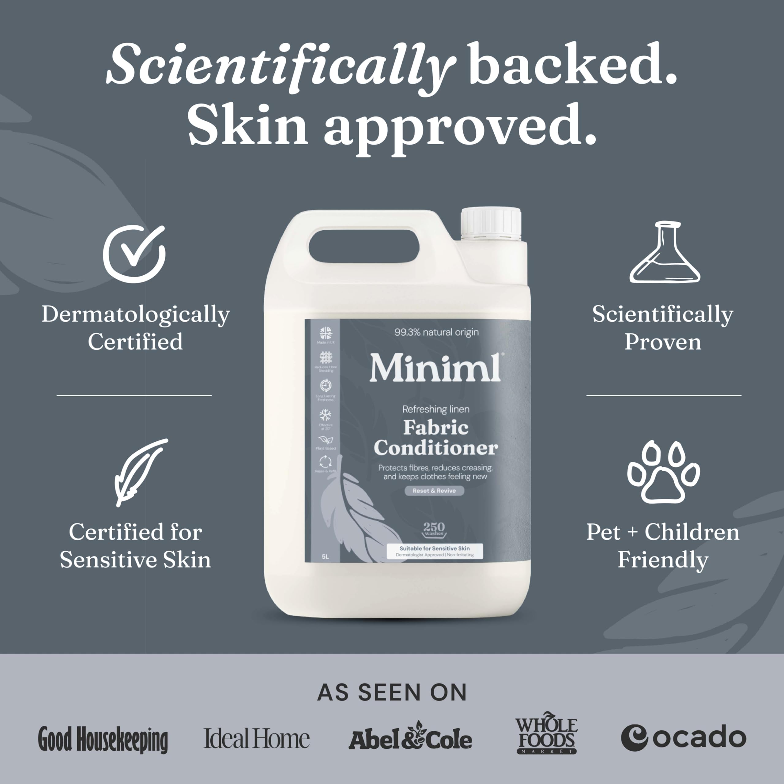 Miniml Natural Fabric Softener & Conditioner 5L Refill - Pink Dragonfruit & Orchid Scented All Natural Fabric Softener for Sensitive Skin - 100% Vegan & Cruelty Free (250 Washes)