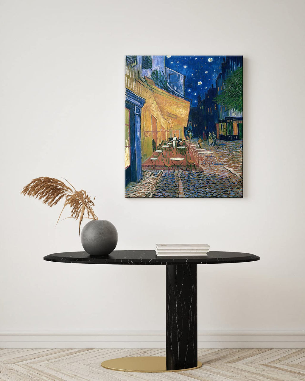 Wieco Art Framed Art Canvas Prints of Cafe Terrace at Night Canvas Prints Wall Art by Van Gogh Paintings Reproduction Abstract Artwork for Wall Decor Golden Frame