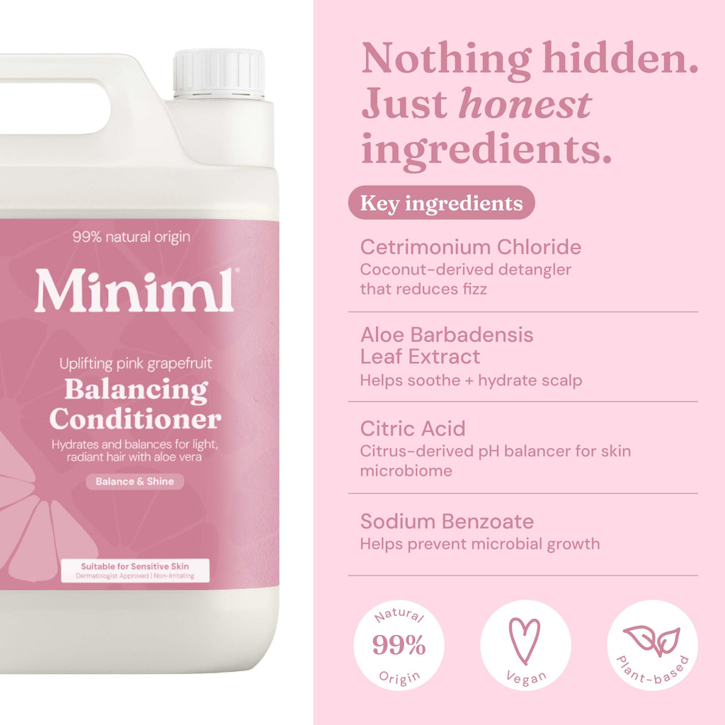 Miniml Natural Hair Conditioner Eco Friendly - Refill Nourishing Coconut Men and Womens Sensitive Scalp & Skin Cruelty Free Vegan Formula - For Greasy, Curly, Dry Hair, 5L (Pack of 1)