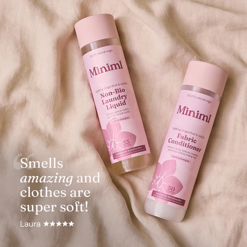 Miniml Natural Fabric Softener & Conditioner 5L Refill - Pink Dragonfruit & Orchid Scented All Natural Fabric Softener for Sensitive Skin - 100% Vegan & Cruelty Free (250 Washes)