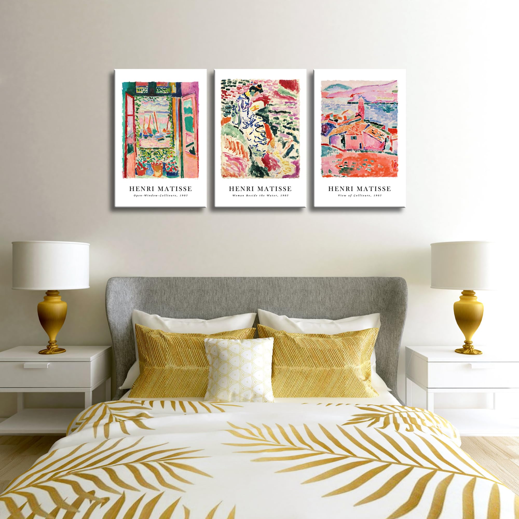 Wieco Art Canvas Wall Art 3 Piece Henri Mattise Art Abstract Colorful Matisse Posters Canvas Prints for Wall and Home Office Decorations