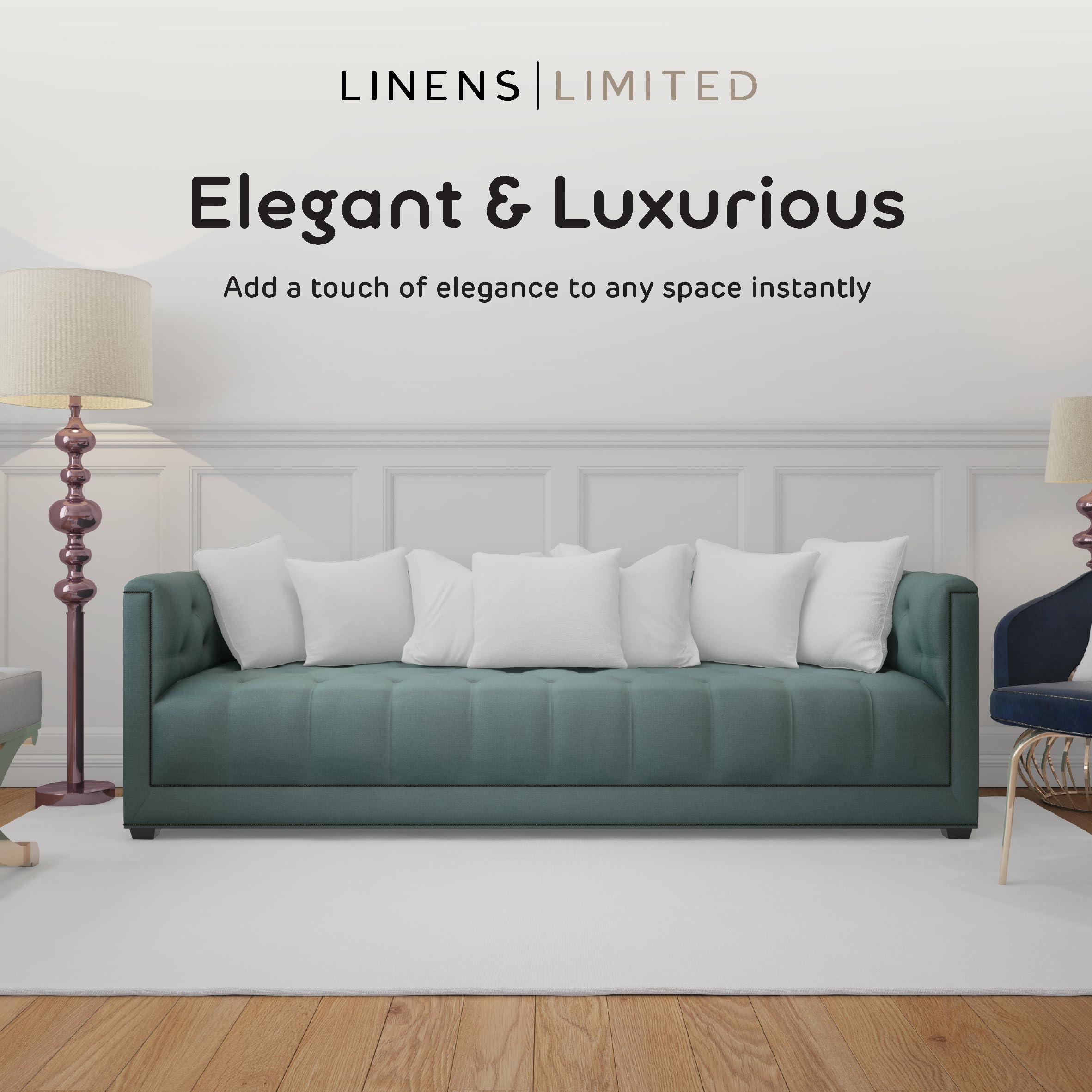 Linens Limited - Cushion Insert 50cm x 50cm, Soft & Plump Natural Duck Feather Sofa Cushion Pad, Elegant, Versatile, Easy to Clean, Large Square Cushion Inner, Perfectly Fits Covers (White) (2 Pack)