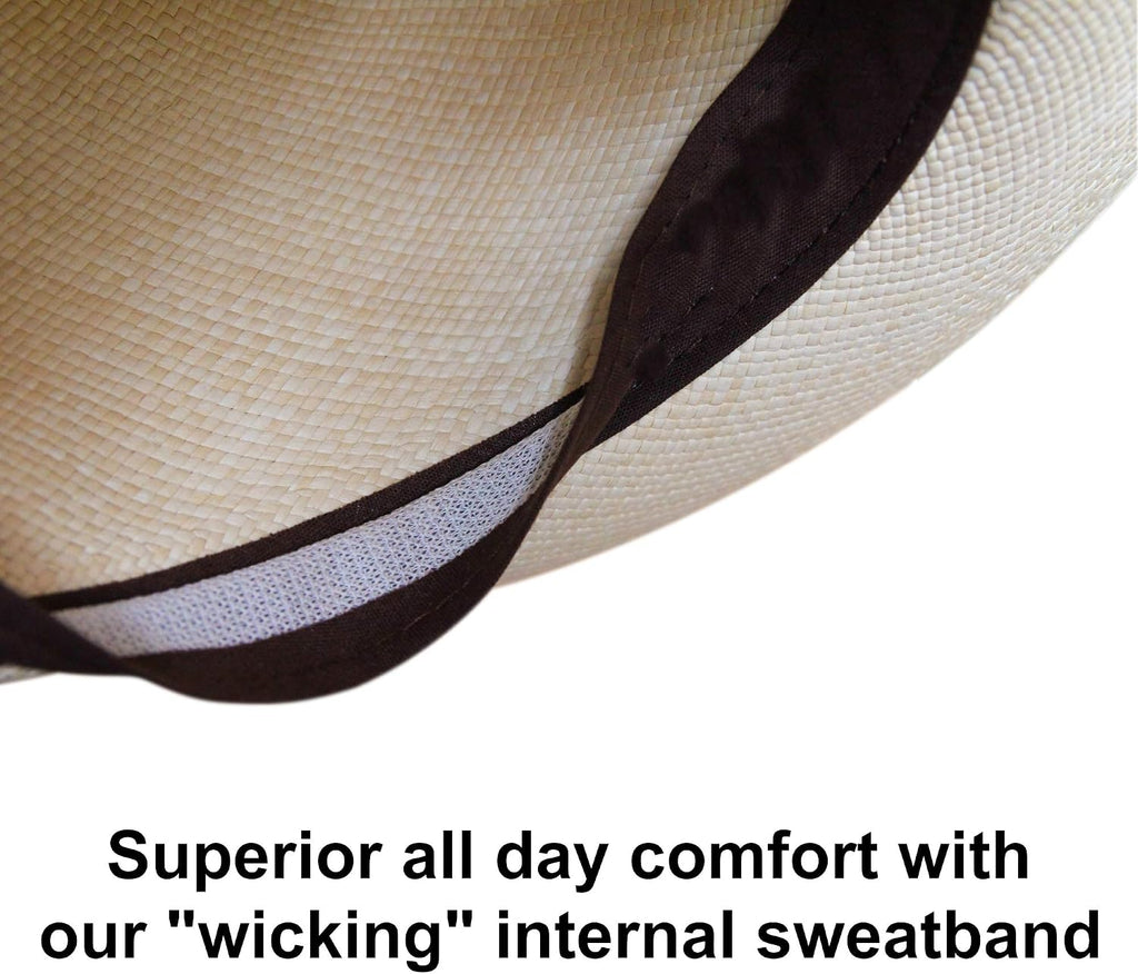 Tumia LAC Panama Hat - Rollable - Natural with Brown Ribbon 59cm