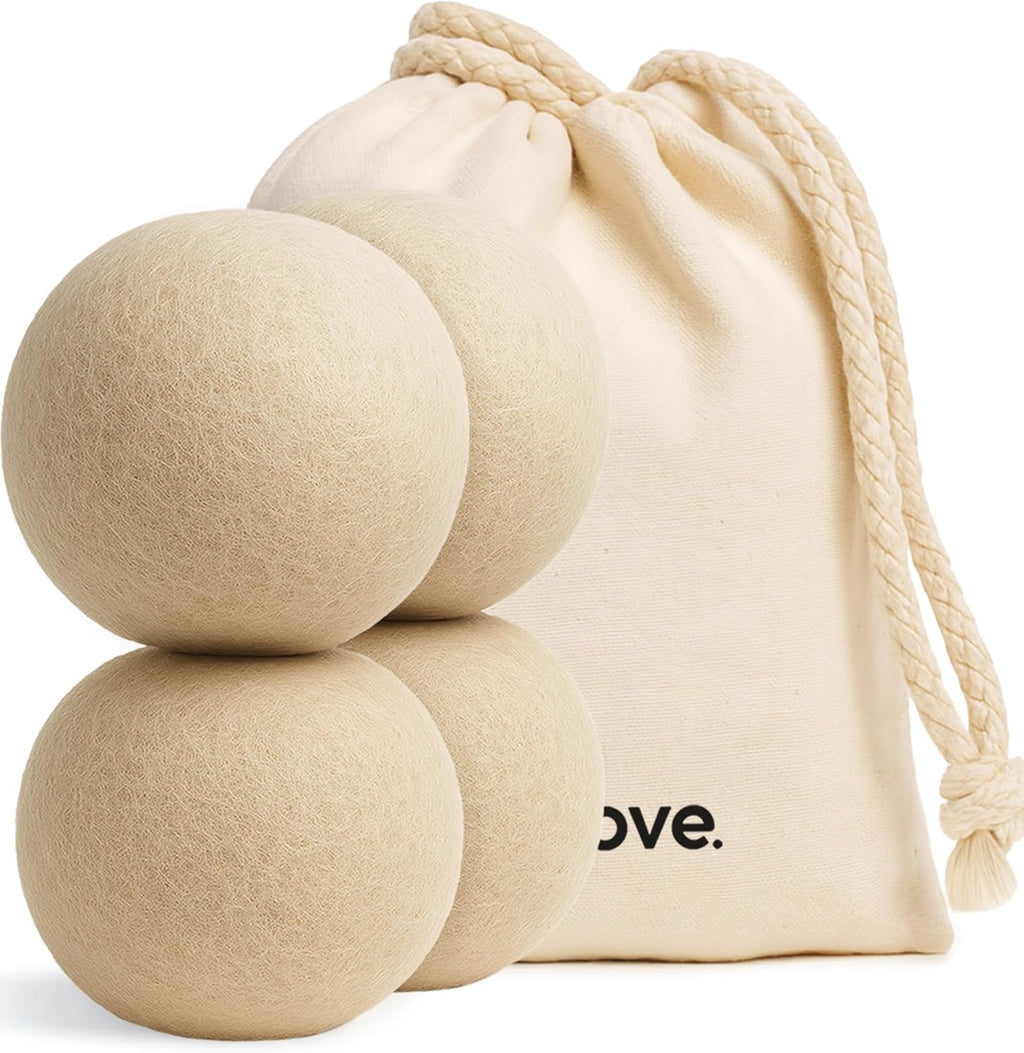 Vove Natural Hemp Tumble Dryer Balls, Pack of 4 - 5X More Absorbent VS Wool - Upto 35% Faster, Fabric Conditioner, Cuts Creases & Static, Reusable Hypoallergenic, Eco Friendly